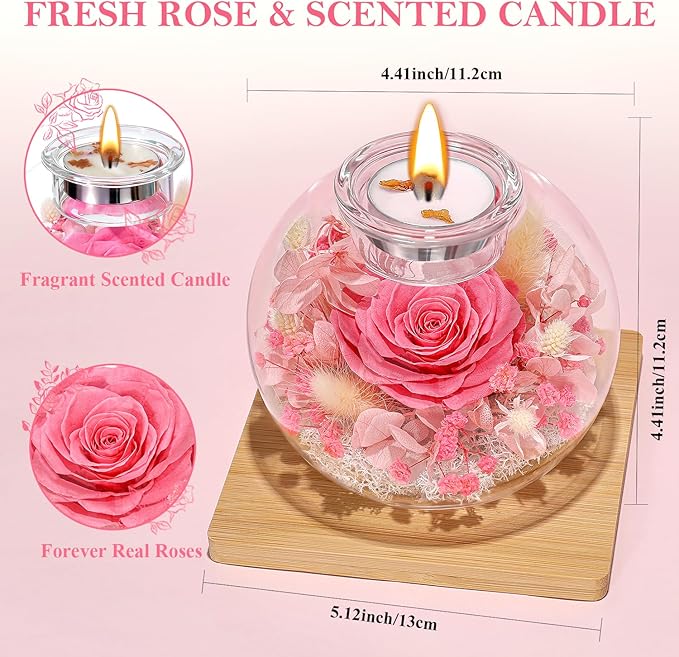 Mothers Day Rose Gifts for Mom Birthday Gift for Women Preserved Rose in Glass with 2 Fragrances Eternal Purple Roses Forever Flowers for Delivery Mothers Day Flower Gifts for Mom Grandma Wife Sister