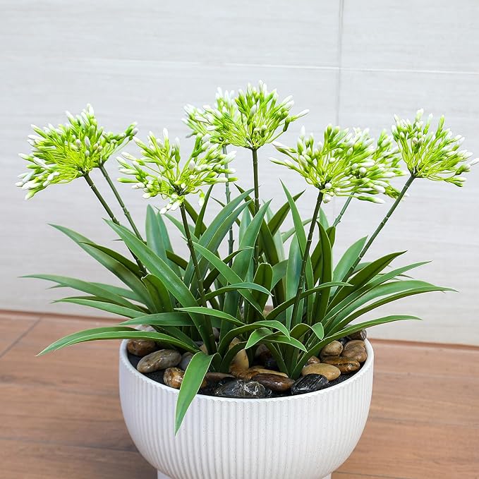 Faux Outdoor Flowers Realistic Artificial Plants 8 Bundles Plastic Flower Outside 18.9 in Fake Greenery Stems Green Flower for Pot Planter Decor Outside