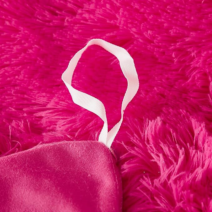Faux Fur Velvet Fluffy Bedding Duvet Cover Set Down Comforter Quilt Cover with Pillow Shams, Ultra Soft Warm (Queen, Hot Pink)