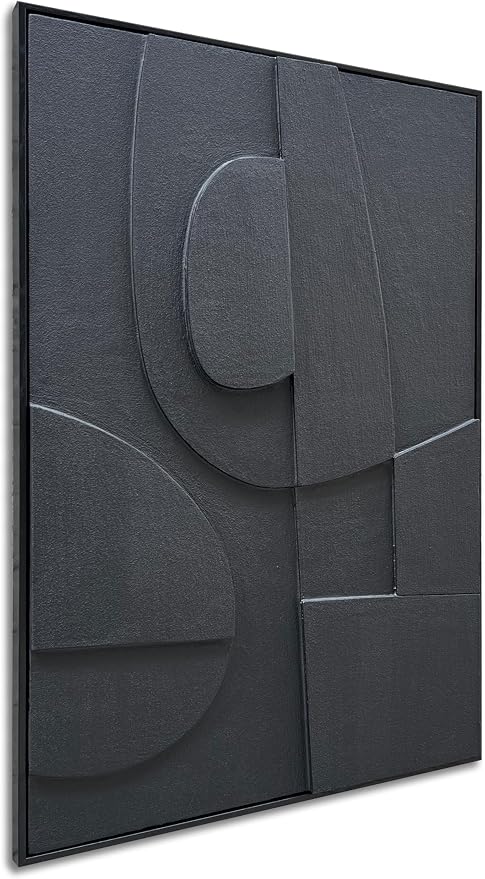NANKAI Art Hand-Painted Three-Dimensional Black Texture Art Modern Minimalist Decorative Oil Painting for Home, Office, Corridor and Wall Decoration 36x24 Inches (with Solid Wood Exterior Frame)
