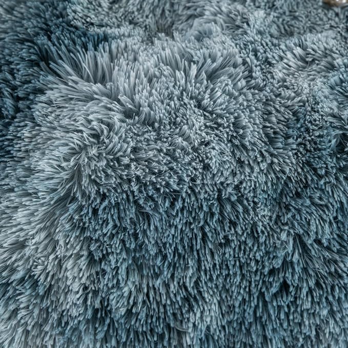 chovy Faux Fur Tie-Dyed Blue White Colorful Comforter Sets Queen - 3PC Bed Set Ultra Soft Plush Flannel Velvet Fluffy Fuzzy Bedding（Comforter x 1 Pillowcases x 2）