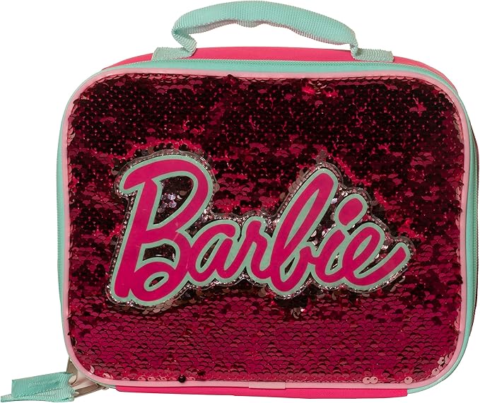 AI ACCESSORY INNOVATIONS Barbie 4 Piece Backpack Set, Sparkle & Shine with this Magic Flip Sequin School Bag for Girls with Zip Front Pocket, Pink