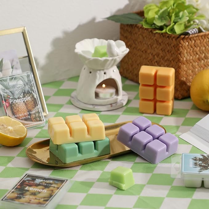 Maracco Spring & Summer Fruit Scented Wax Melts, Soy Wax Cubes for Wax Warmer, Scentsy Wax Melts, Coconut Vanilla, Pineapple, Lemon, Lavender, Mango, Mint, 6x2.5 oz