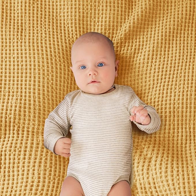 PHF 100% Cotton Waffle Weave Blanket 30"*40", Lightweight Breathable Moisture-Wicking for Spring Summer, Snag Proof Machine Washable, Home Decor Gift - Ginger