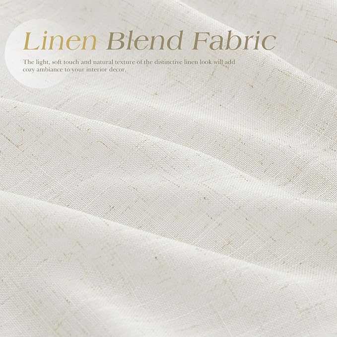 Nanspring Neutral Linen Curtains 102 Inches Long Extra Long for Living Room Grommet Sunlight Filtering Minimalist Room Curtain Privacy Aesthetic Modern Elegant Boho 2 Panel Sheer Window Drapes 52x102