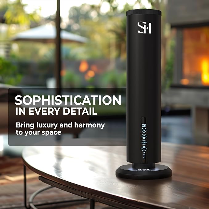 Hotel Waterless Scent Diffuser for Home Large Room - Tower Design 2026 with Rechargeable Battery, Oil Diffusers for Home, Hotel Aroma Oil Diffuser, Luxury ColdAir Home Diffuser set 3x15ml Diffuser Oil