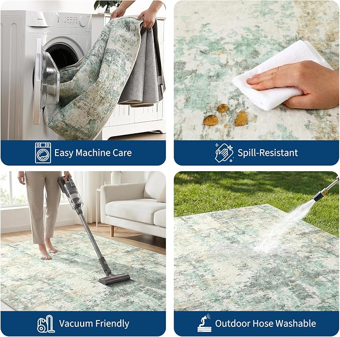GarveeHome 5x7 Abstract Area Rug, Washable Soft Low Pile Non Slip Accent Rug for Living Room, Bedroom, Dining Room, Modern Neutral Indoor Carpet