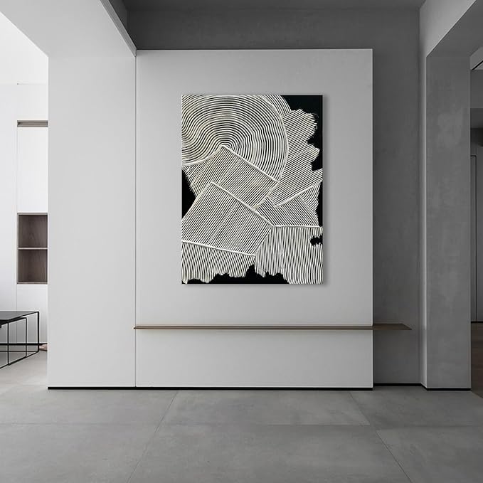 NANKAI Art Hand-Painted White Texture Abstract Art Oil Painting 40x28 inch Office Corridor Abstract Wall Decoration