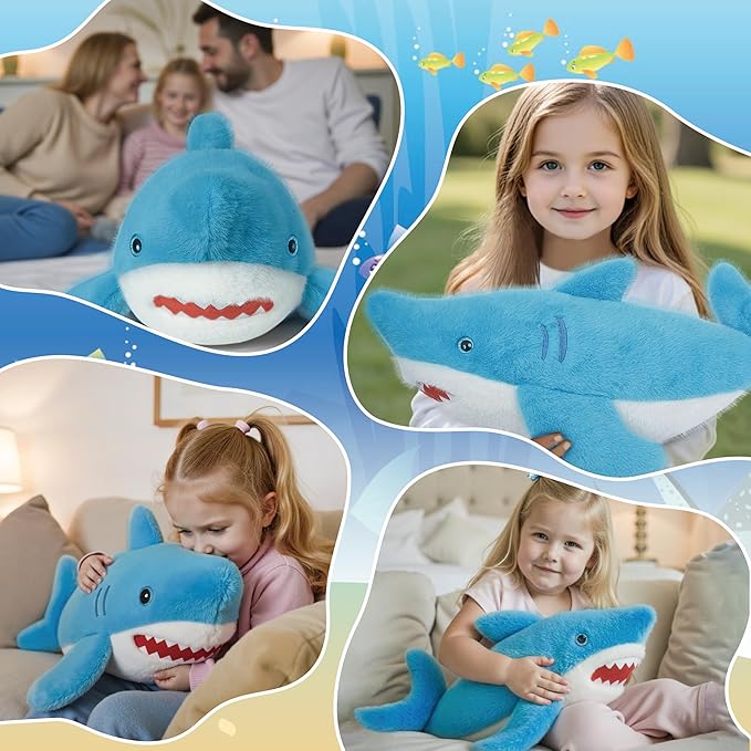 Niuniu Daddy 23" | 3.3 Pound Shark Weighted Stuffed Animals for Kids Adults, Soft Shark Weighted Plush Animal Calming Toys for Sleeping, Cute Body Pillow for Presents Birthday Christmas Holiday