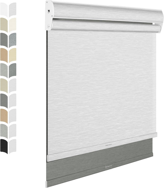 BERISSA Cordless Dual Roller Shades with Cassette Valance,Double Window Shades Blackout and Light Filtering Shades,Day and Night Roller Shades for Home Office Door.Grey and White.56 W x 80" H