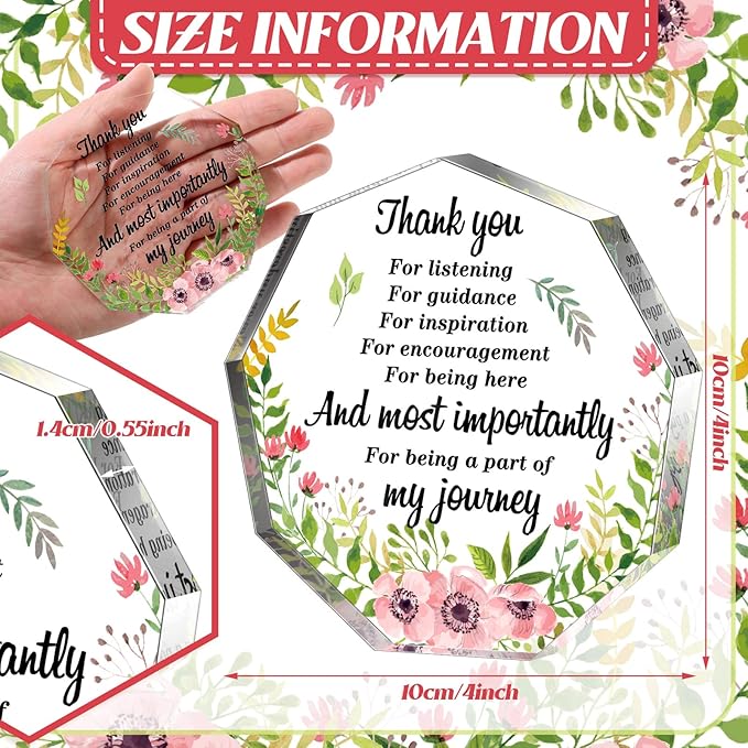 Yinder Thank You Gifts for Women Appreciation Gifts for Coworker Employee Nurse Teacher Leader Boss Inspirational Quotes Acrylic Desk Decor for Home Office Farewell Retirement