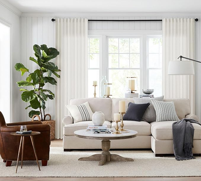 Jowels Natural Linen Curtains 126 Inch Long 2 Panels for Living Room | Ivory Light Filtering Sheer Curtain,Back Tab Pocket Pleated Look,Modern Farmhouse Textured Privacy Drapes for Bedroom Window