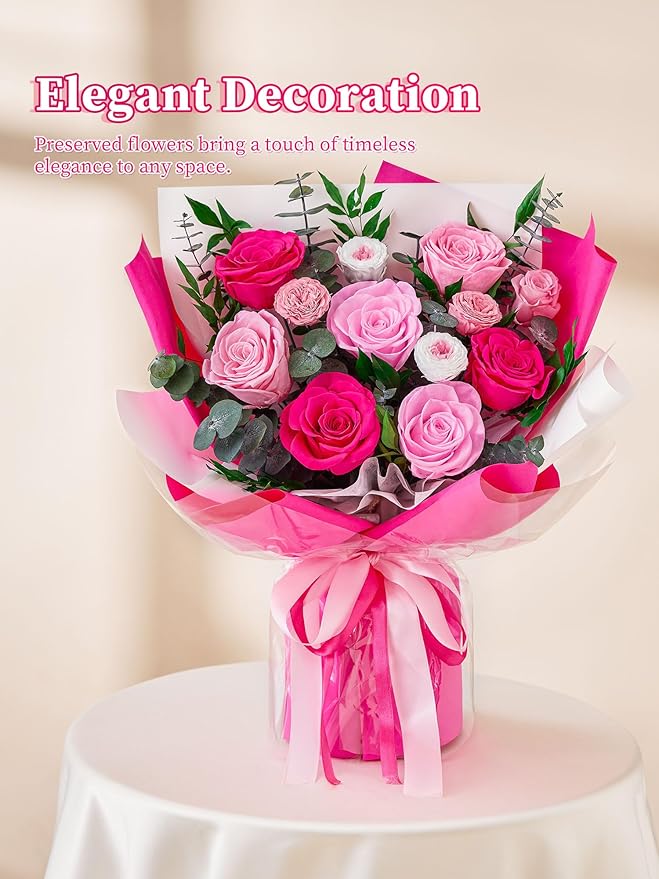 Flowers for Delivery Prime Forever Flowers Preserved Roses Bouquets Purple Flower Birthday Gifts for Women Valentine's Day Mothers Day Graduation