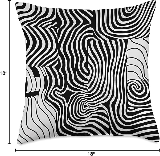 Black & White Modern Art Pattern Throw Pillow