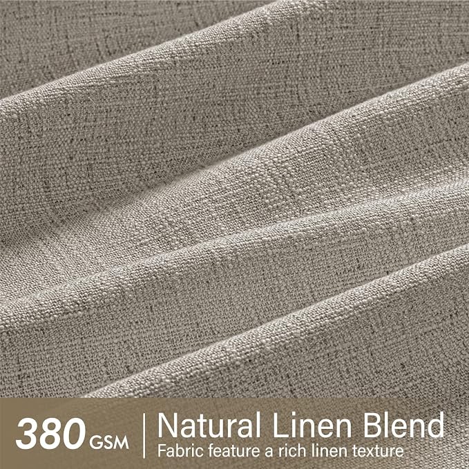 MIULEE Pinch Pleated Thick Linen Curtains 84 Inches Long 2 Panels for Living Room Bedroom, Linen Textured Memory Trained Drapes Pleat Back Tab Light Filtering Taupe Window Curtains with Hooks&Rings