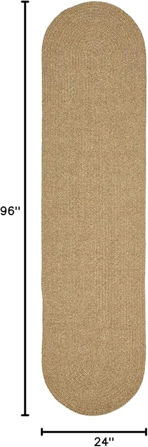 Superior Jute Oval Indoor Runner Rug, Latte, 2' x 8'
