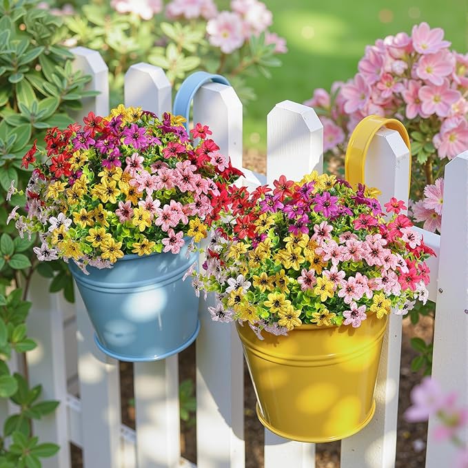 SHareconn 36 Bundles Artificial Flowers for Outdoors Spring Decoration, Fake Silk Realistic Faux Plants UV Resistant No Fade for Home Planter Porch Patio Summer Indoor Outside Decor, Mix 6 Colors