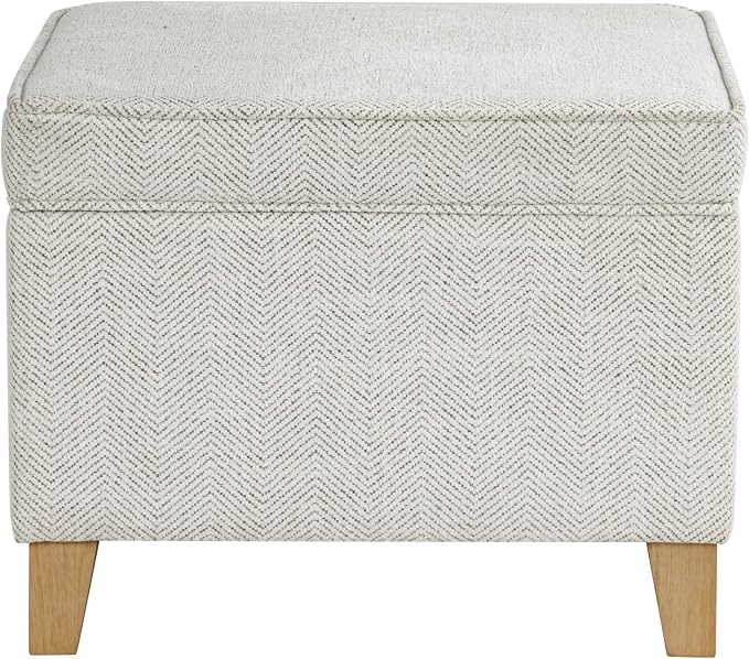 HomePop 24" Medium Storage Ottoman - Cream Chevron Woven