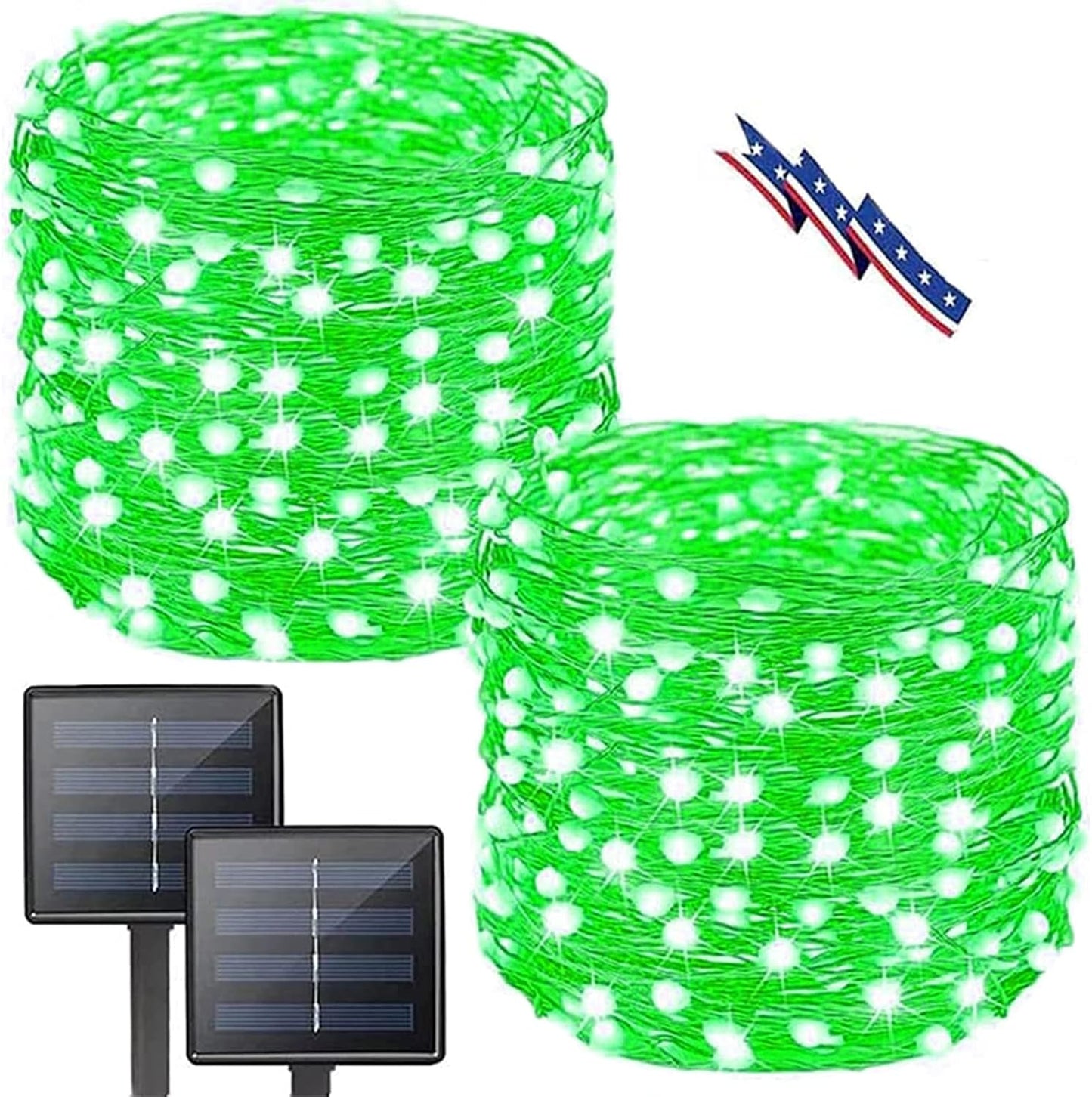Solar String Lights Outdoor, 2-Pack 80FT 200 LED Solar Christmas Twinkle Lights Outside Waterproof Copper Wire 8 Modes Solar Fairy Lights for Garden Tree Christmas Party Birthday Decoration (Green)