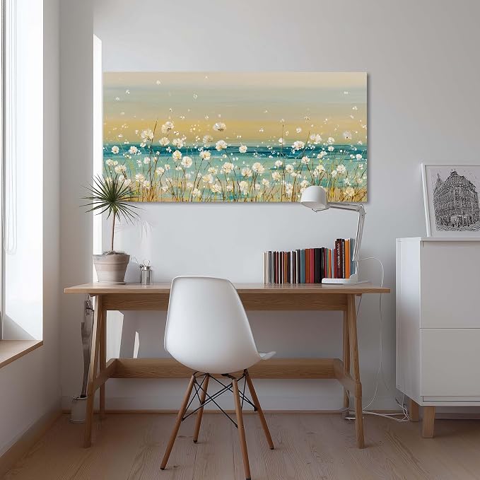 Ggaafet Wild Floret Wall Art for Living Room Canvas Oil Painting Prints Beautiful Flowers Floral Blooming Abstact Beach Art Deco Pretty Artwork Office Bedroom Family Dining Room Decor Large