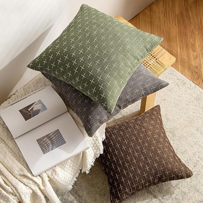 MIULEE Pack of 2 Decorative Burlap Linen Euro Sham Throw Pillow Covers Modern Farmhouse Vintage Pillowcase Rustic Woven Textured Cushion Cover for Sofa Couch Bed 26x26 Inch Dark Grey