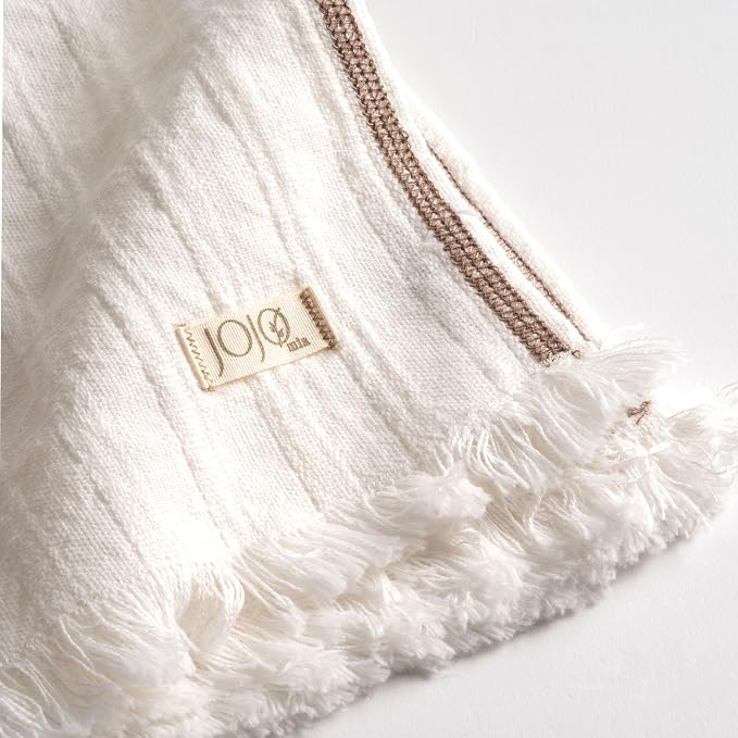 Frig Waffle Throw Blanket with Tassels - 50x66 Inch - 100% Turkish Cotton Tencel Breathable Blend Lightweight Blanket for Couch, Sofa, Bed