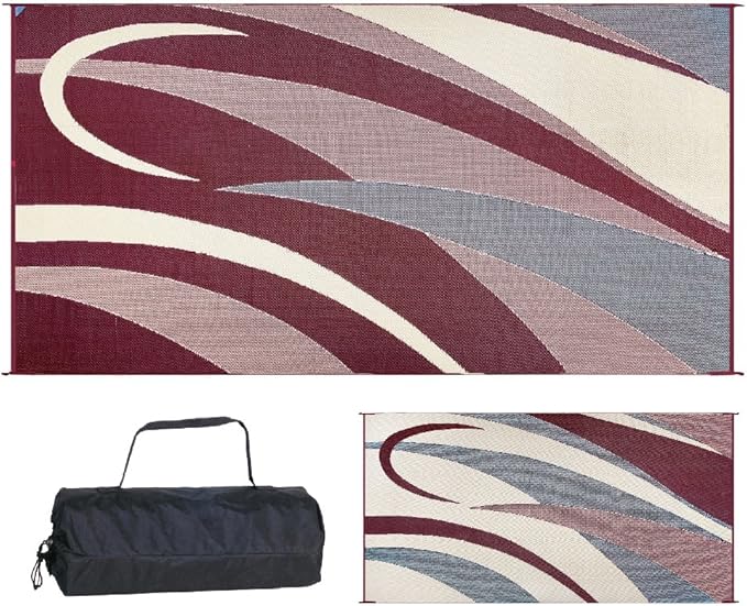 Stylish Camping GB5 Burgundy/Black/White 8' x 16' Graphic Mat