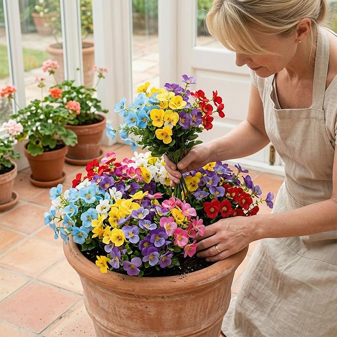 trytuny Artificial Flowers for Outdoor, Realistic Faux Plants for Outside Indoor Porch Patio Window Box Planter Home Decor (12Pcs Mixed Color)
