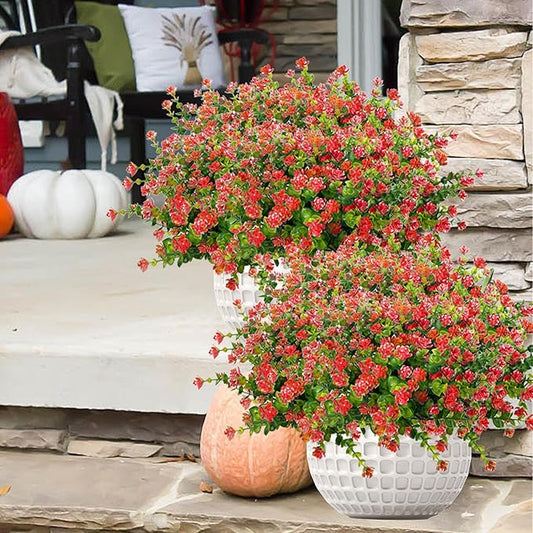 NETAP Outdoor Artificial Flowers UV Resistant, 20 Bundles Fake Realistic Floral Greenery Plants for Outside Porch, Window Boxes, Garden, Yard, Inside Home Table Decor, Red