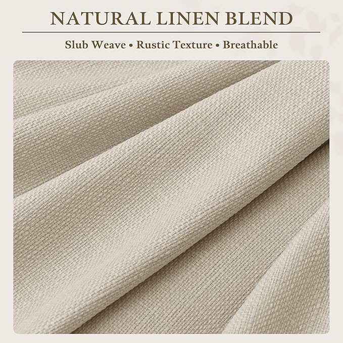 Oatmeal Pinch Pleat Linen Curtain 126 Inches Long for Living Room Back Tab Neutral Vintage Rustic Farmhouse Curtain Burlap Textured Extra Long Beige Pinch Pleated Drape for Dinning Room Bedroom