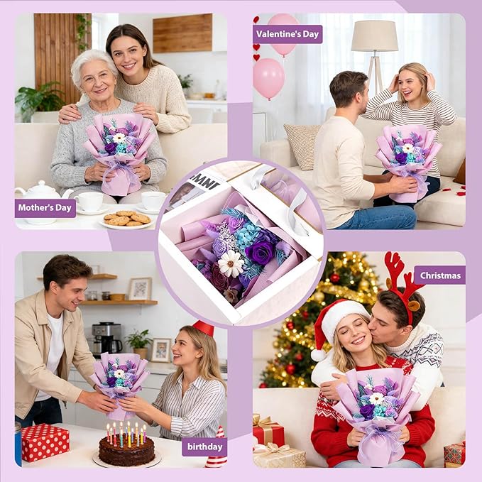 Birthday Gifts for Women, Flowers for Delivery, Forever Preserved Rose Flowers Fresh Bouquet, Valentines Mothers Day Gifts for Mom Grandma Wife Her