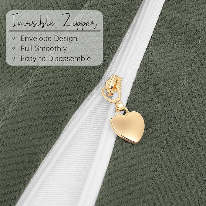 ZWJD Army Green Pillow Covers 22x22 Set of 2 Chenille Throw Pillow Covers with Elegant Design Soft and Luxurious Decorative Pillows for Couch, Bed, Home Decor