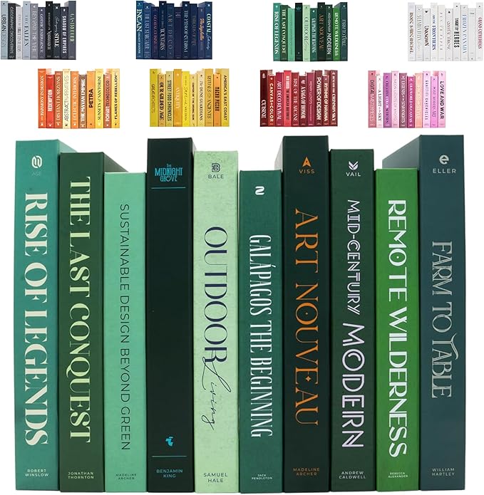 Decorative Books | Green 10 Book Set with 3 Sizes | Preassembled with Hidden Storage | Perfectly Stackable for Easy Home Staging | Book Decor to Elevate Your Space | Home Decor Made Simple!