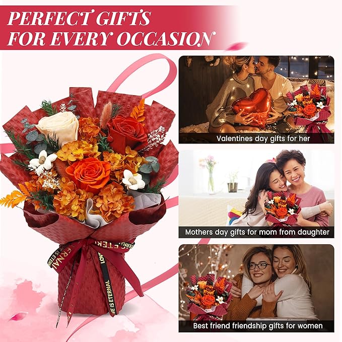 VTJMB Flowers for Delivery Prime, Preserved Flower Bouquet with Box, Birthday Dried Flowers Gift for Women, Mothers Day Gifts for Mom, Wife, Grandma, Friends