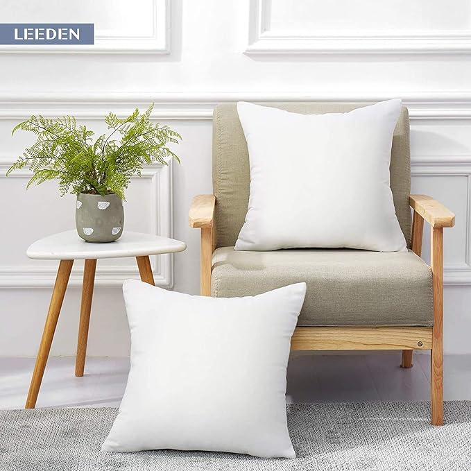 Leeden 12 x 20 Pillow Inserts (Set of 4) - Throw Pillow Inserts with 100% Cotton Cover - Rectangle Interior Sofa Pillow Inserts with Zipper for Sofa, Couch and Home Decor- White