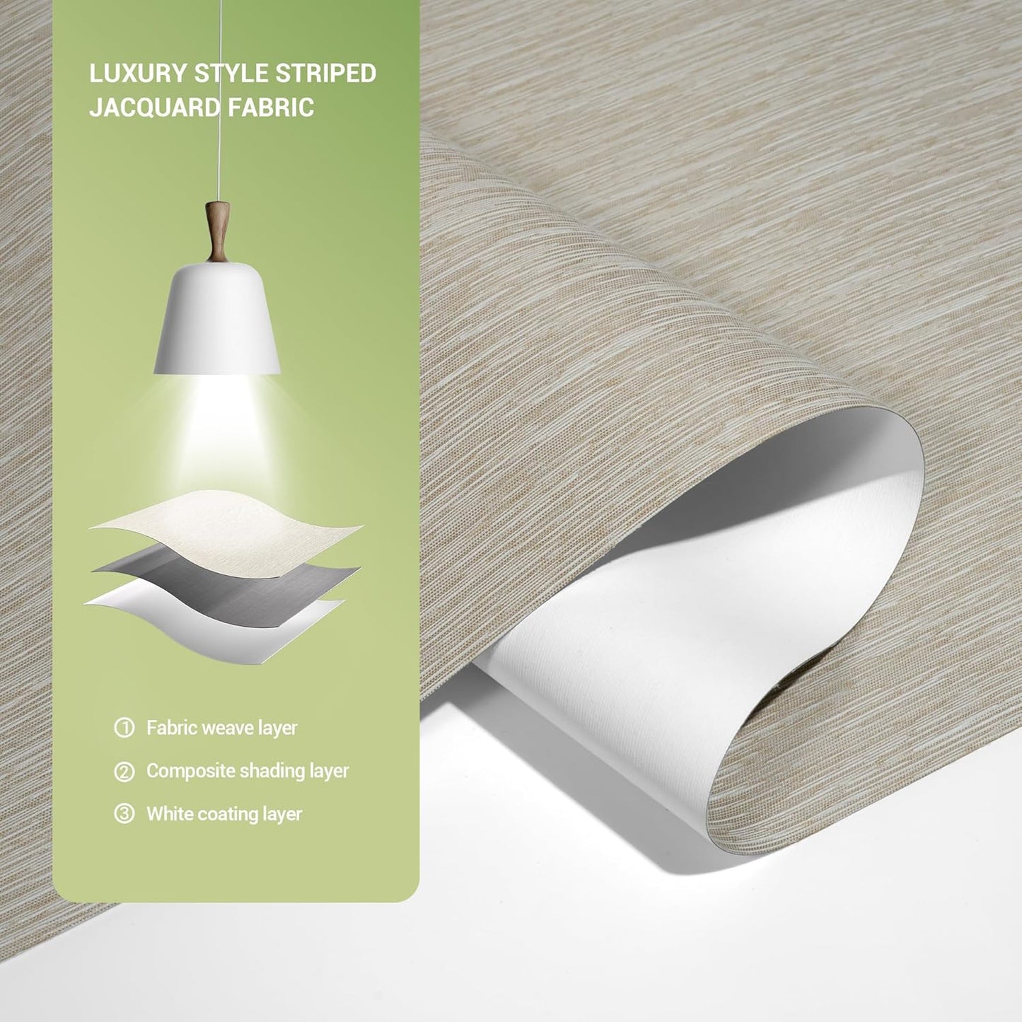 Blackout Roller Shades for Indoor Windows, Cordless Jacquard Fabric-Matched Roller Blinds, Easy to Install Privacy UV Protection Roll Up Blinds for Home Office, Beige, Custom Size