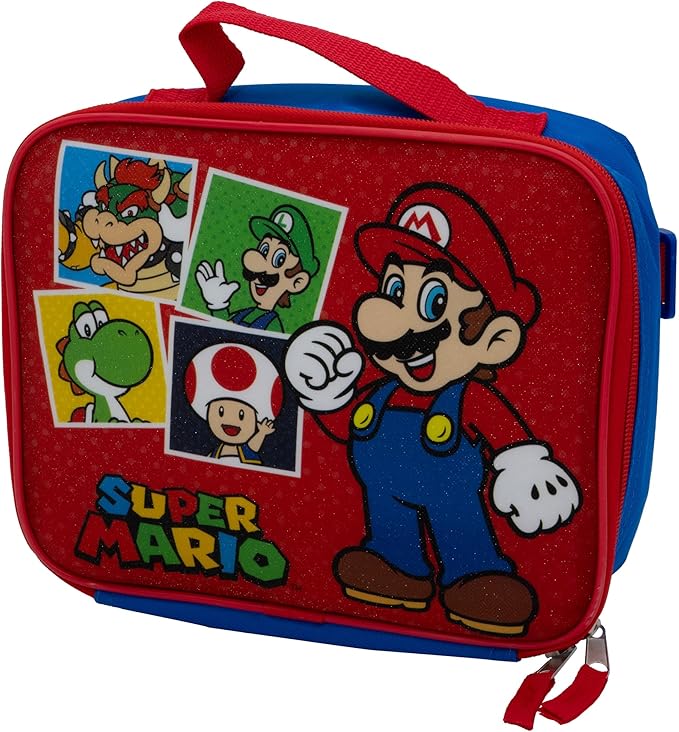 AI ACCESSORY INNOVATIONS Super Mario Brothers 2 Piece Backpack Set, Boys & Girls 16" School Bag, Blue
