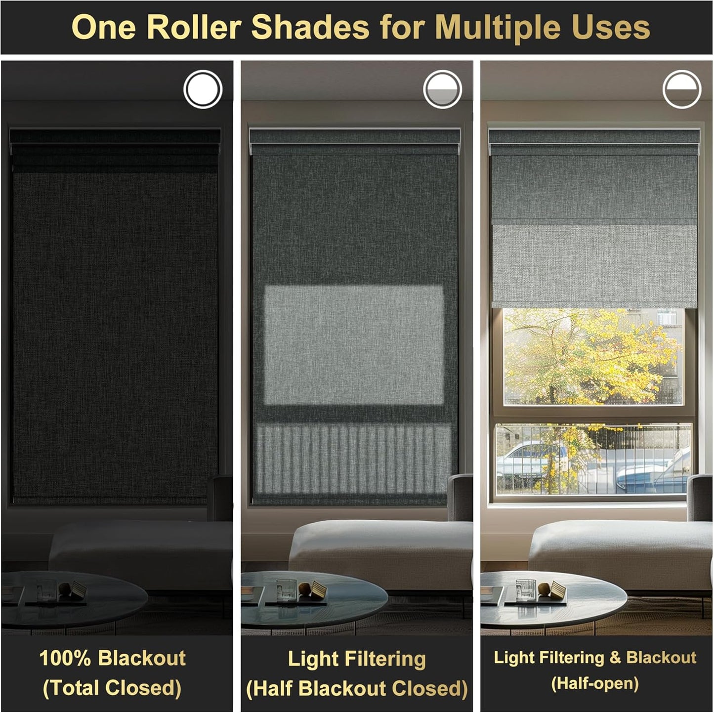 BERISSA Cordless Dual Roller Shades with Cassette Valance,Double Window Shades Blackout and Light Filtering Shades,Day and Night Roller Shades for Home Office Door.Linen Grey.41 W x 36" H