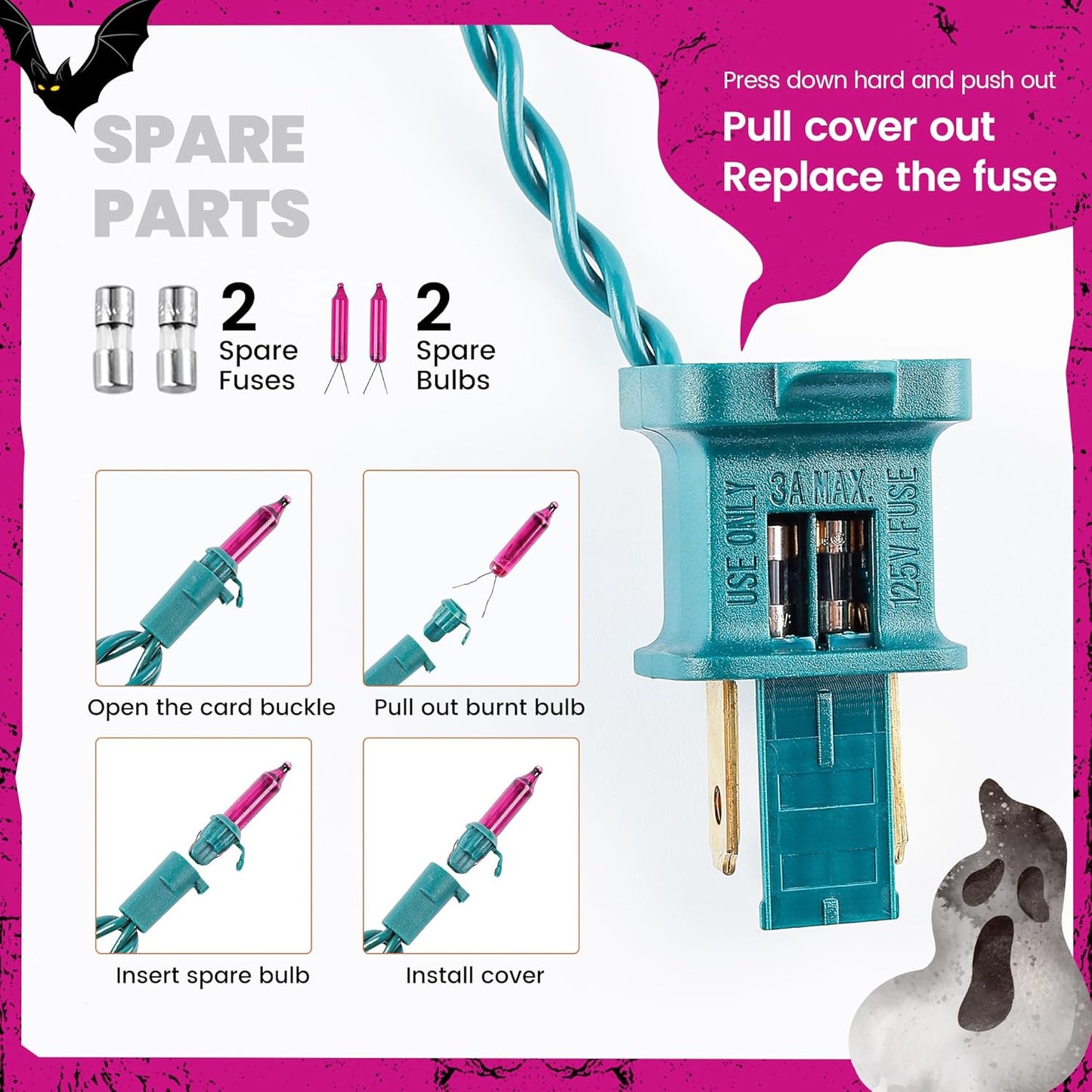 Purple Halloween Lights Outdoor,50 Count Incandescent Bulb Waterproof Fairy Lights，13FT UL Certified Mini String Lights for Holiday Decorations, Christmas,Halloween,Party, Xmas, Yard,Patio