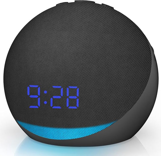 Sound Machine Alarm Clock for Bedroom: 25 Natural Sleep Sounds - White Noise Machine for Adults Kids Baby - Gentle Wake Up Alarm with Bluetooth Speaker - Black