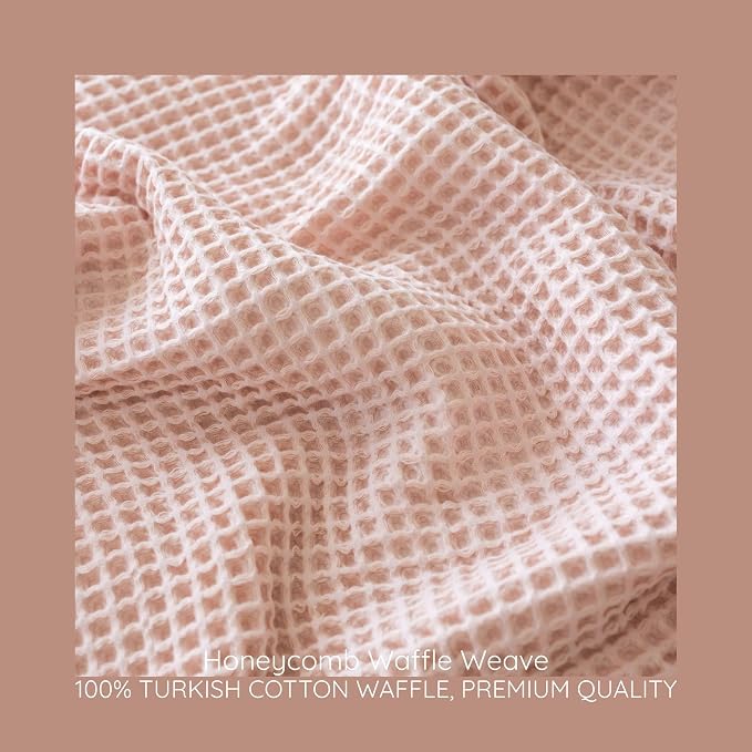 Premium Waffle Throw Blanket Twin Size Pink - Premium Quality, 100% Turkish Cotton, Light and Airy Waffle All-Season Quilt - Luxury Decorative Bedspread (Pink Powder, Twin 63" x 91" Inch)