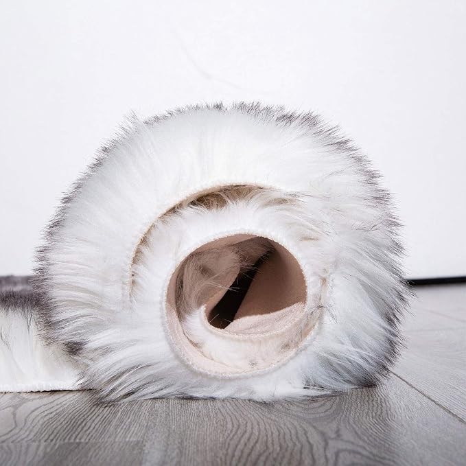 Carvapet 3x5 Faux Sheepskin Area Rug – Soft Fluffy White with Black Tips 3 x 5 Plush Fur Carpet, Shaggy Floor Mat for Bedroom, Living Room, Sofa or Bedside Decor