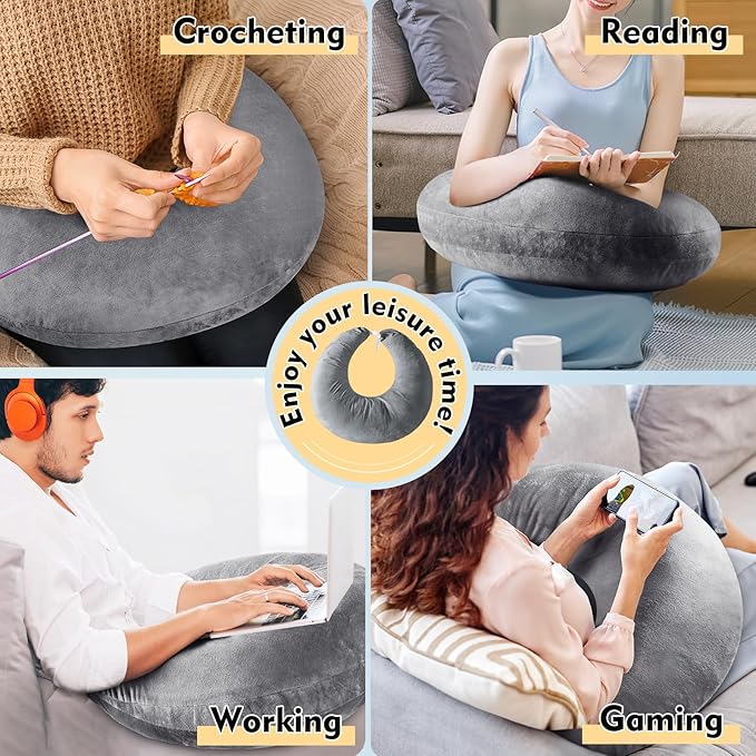 vamorry Gaming Pillow Arm Support Pillow for Bed & Sofa: Ergonomic U-Shaped Lap Pillow with Elbow Rest for Adults & Kids - Reduces Arm Pain & Fatigue During Gaming, Reading, Working & Crocheting