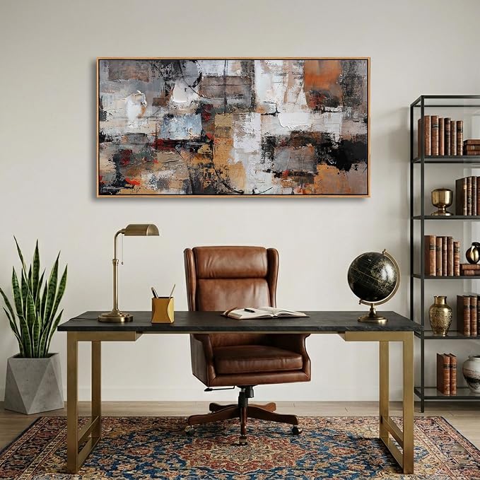 Pogusmavi Abstract Canvas Wall Art, Modern Minimalist Painting, Brown Room Decor, Framed Wall Art for Living Room, Bedroom, Office, 20x40IN
