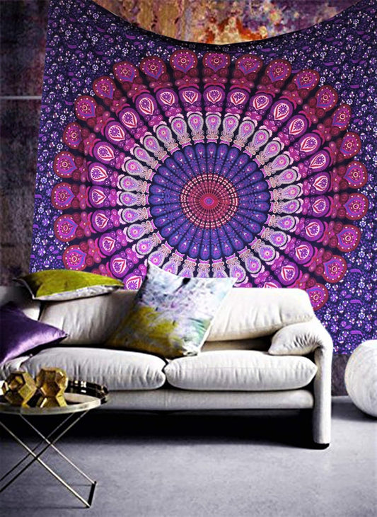 raajsee Purple Tapestry- Best Mandala Wall Hanging- Bedding Tapestry For Bedroom Aesthetic-Size TWIN 140 X 210 CMS