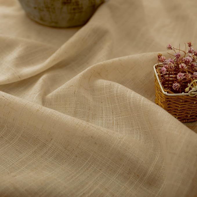 Light Brown Tan Curtains 72 Inch Length for Kids Bedroom 2 Panels Rod Pocket Back Tab Warm Autumn Fall Decor Khaki Camel Barley Jute Burlap Color Curtain for Living Room Dining Nursery Family Playroom