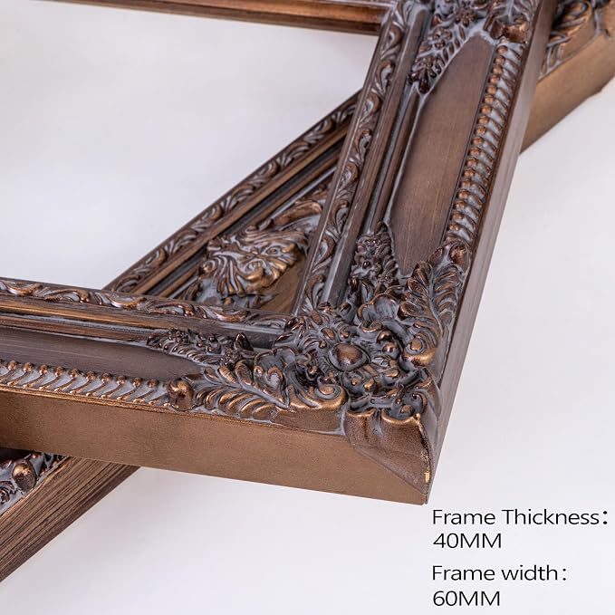 ArtXO Ornate Wooden Brown Gold 16x20 Picture frames, Picture Frame for Photo Frame,Canvas Frames,Art Panels Frame,Paintings,Artwork,Corner Ornaments Gold Frames,16x20 Frame without Acrylic Glass and Backing