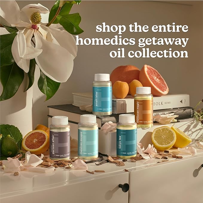 Homedics SereneScent Waterless Diffuser Oil Refill — Maldives Escape (120ml). Clean, Safe, Luxurious Hotel-Inspired Home Fragrance. Compatible with SereneScent Diffusers. Easy Twist Plug & Play