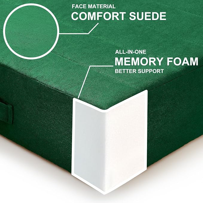 JKMAX 2 Pcs High Density Foam Floor Pillow - Upgraded Large Pillows Seating for Adults - Outdoor Floor Cushion with Soft Tufted Cover - Yoga Pillows for Sitting On Floor - 22 Inch Green