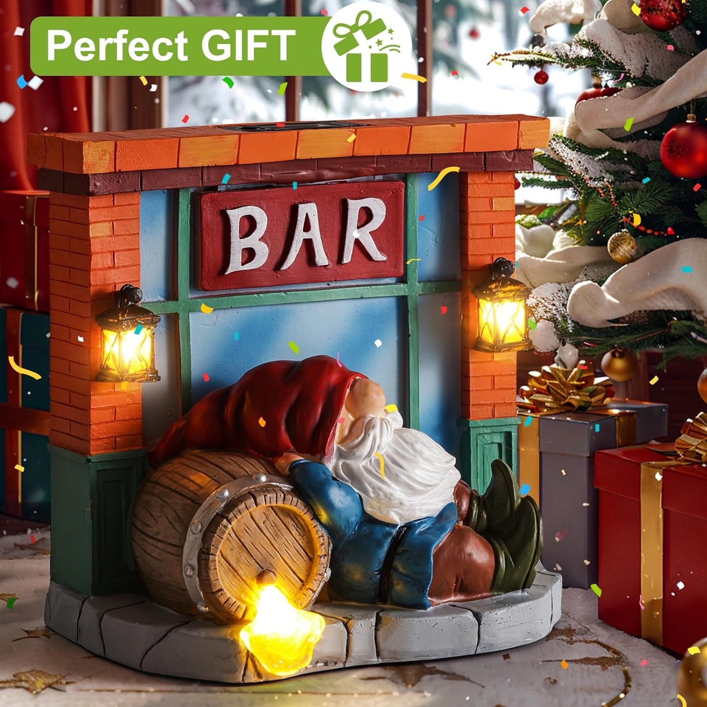 WINTS Garden Gnomes Solar Lights,Solar Gnomes Outdoor,Funny Garden Gnomes Decoration for Lawn,Balcony,Yard,Patio Gnome Gifts for Mom,Men